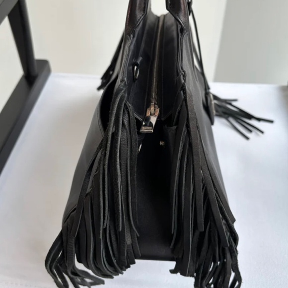Authentic Saint Laurent Black Fringe Rive Gauche Cabas - Picture 9 of 14